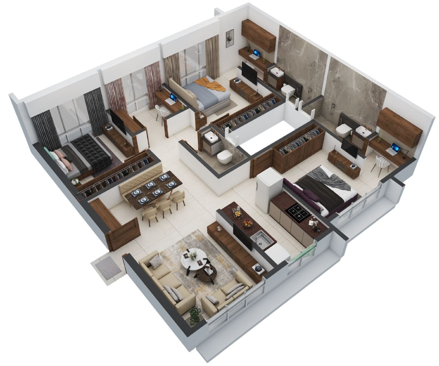 1BHK Jodi floor plan