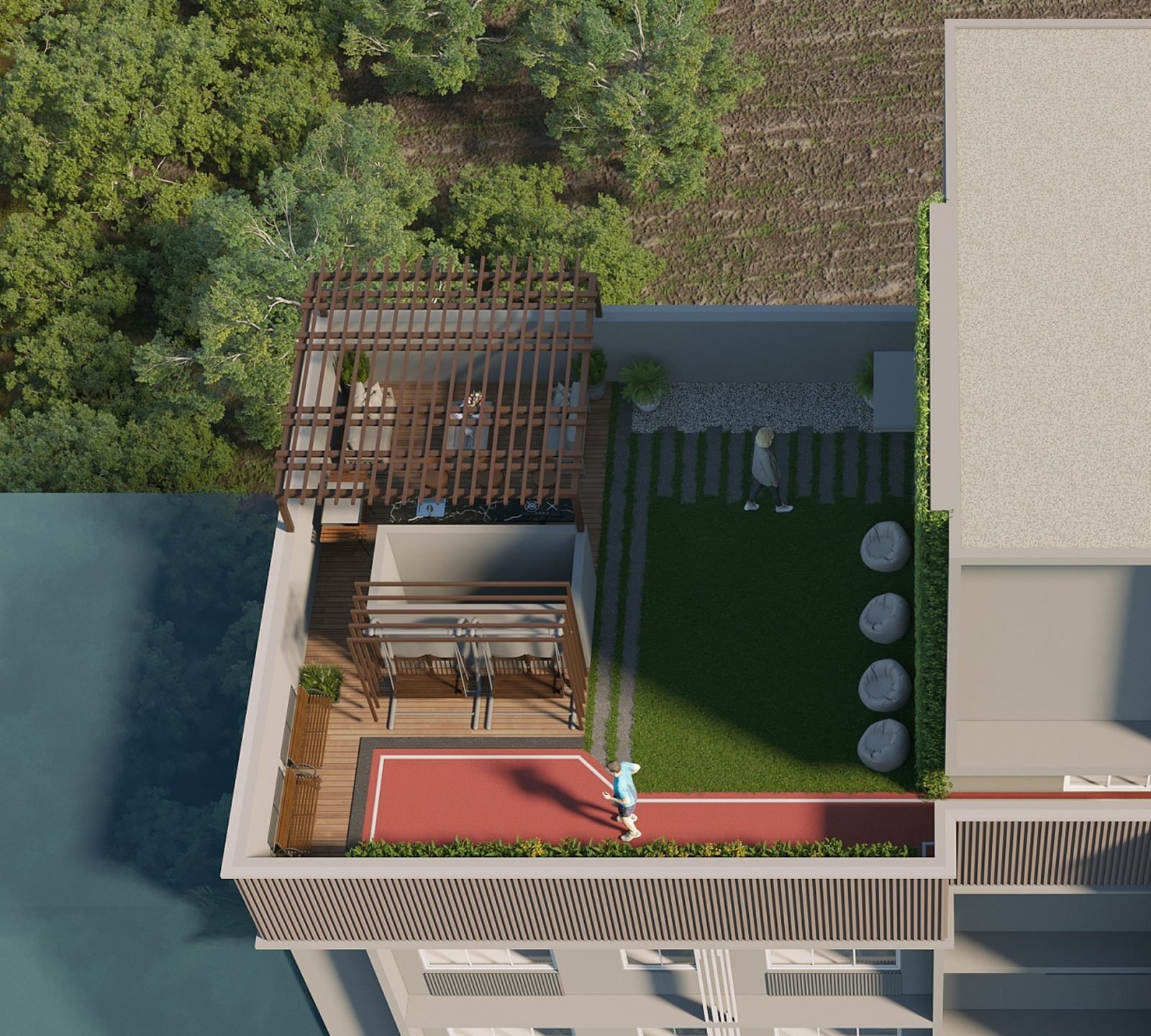 Green walk and landscaped lawn at Sadguru Avighna
