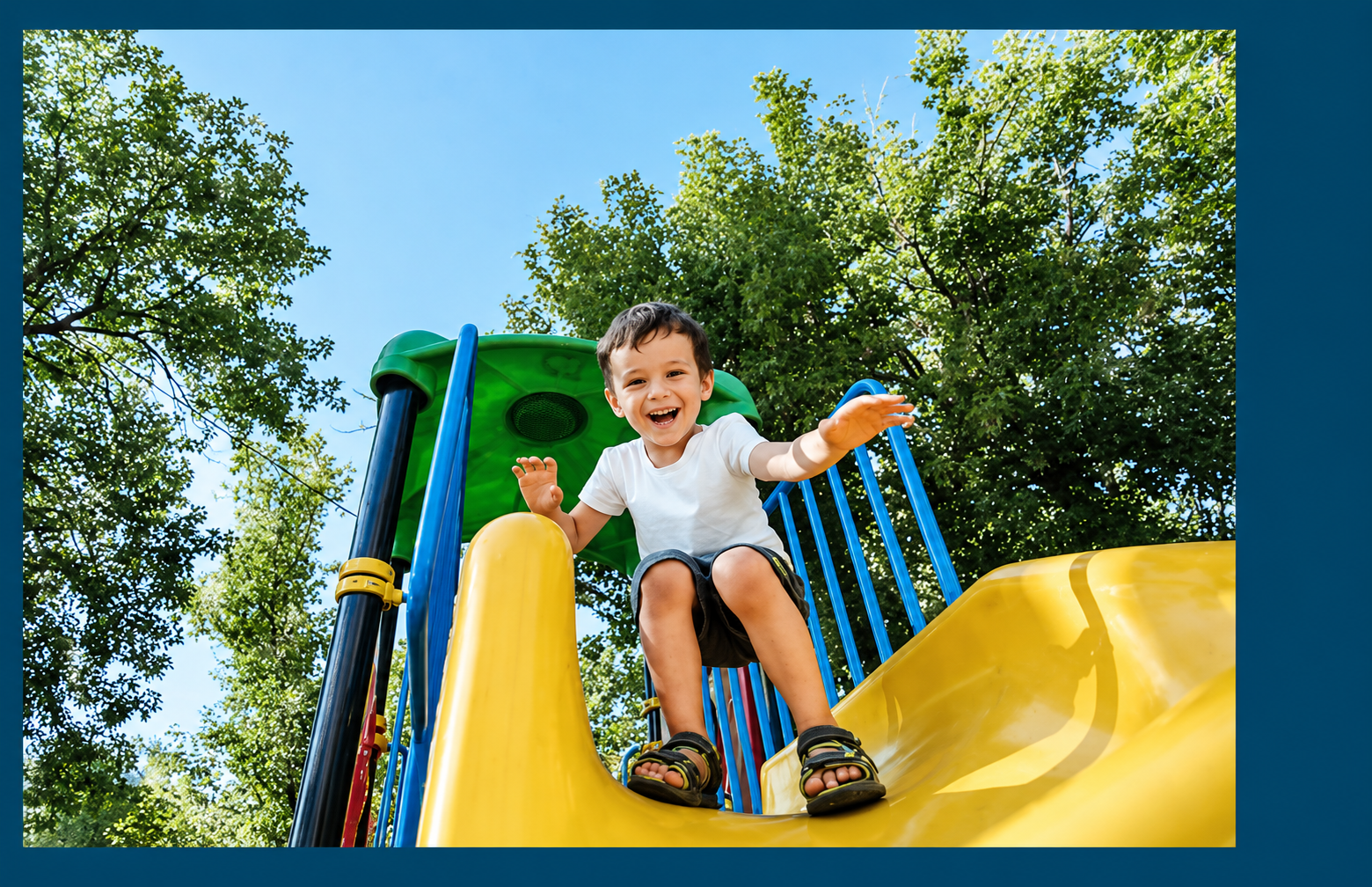 Child playing on the slide
